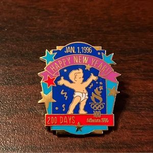 Vintage Coca-Cola Countdown To The 1996 Atlanta Olympics 200 Days Lapel Hat Pin‎